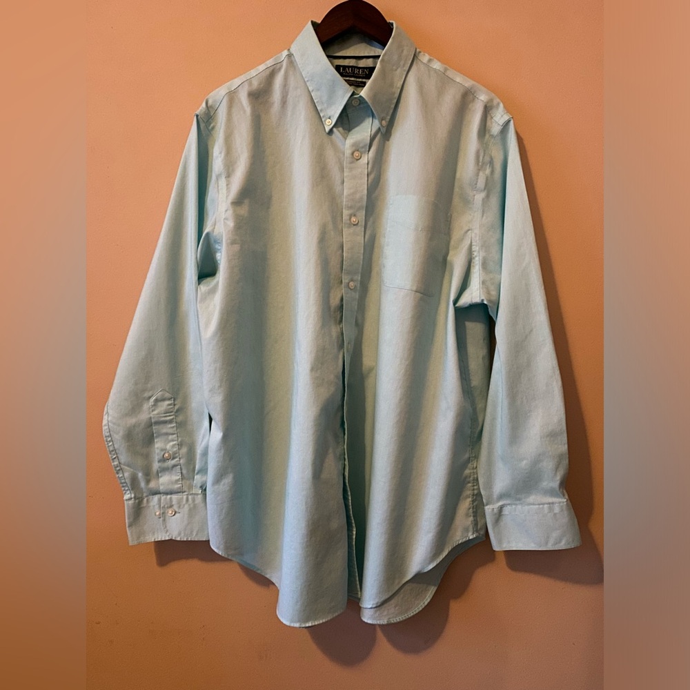 Ralph Lauren Button Down  Men’s Size 17.5  Light Blue  Cotton Blend
